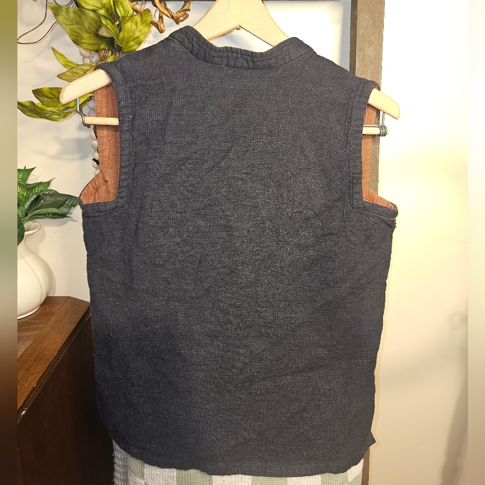 Vintage White Stag Vest Black‎ And Brown Womens Sz S Cotton Linen Rayon Button - Picture 6 of 6
